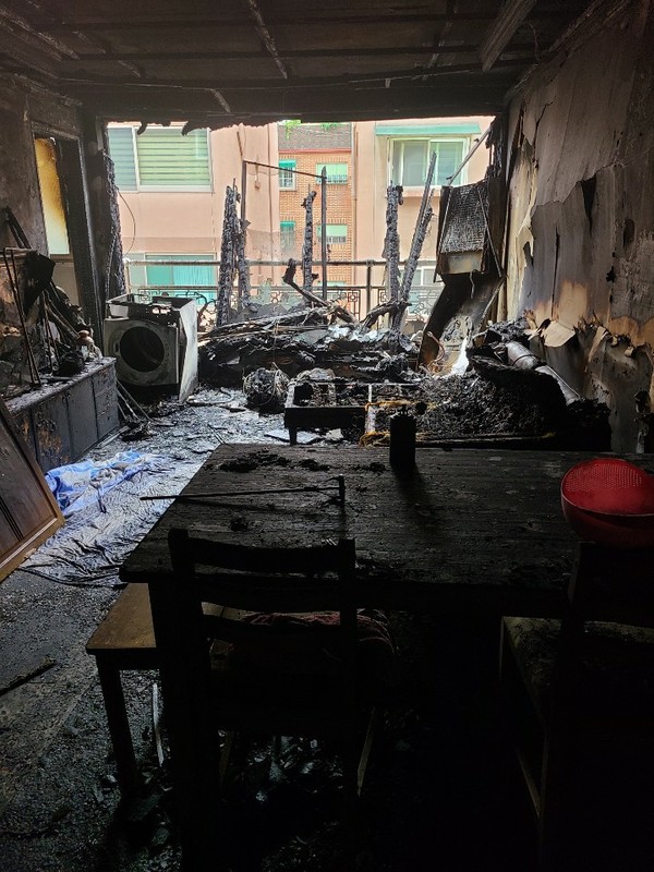 화재로 전소된 강병구 목사의 사택(총신 100회), 화재사고로 큰 부상을 당해 의식이 돌아오지 않고 있다.